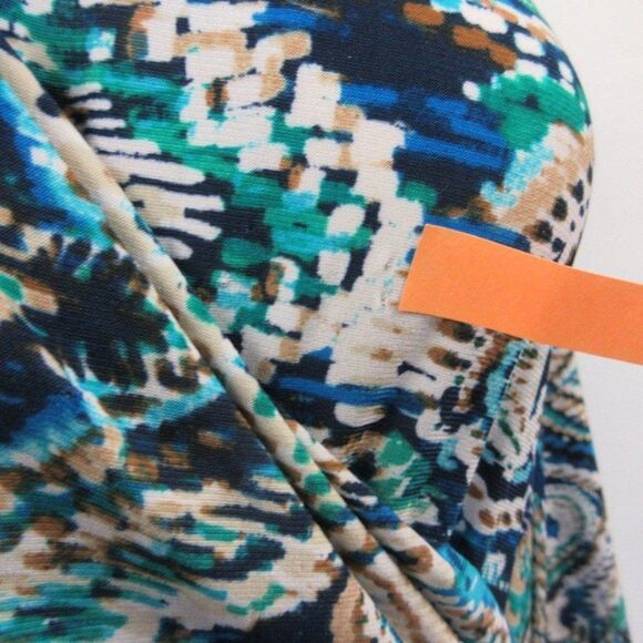 EVAN PICONE Jersey Knit Faux Wrap Dress Womens 12 Blue Geometric Paisley Print1 - Picture 12 of 12